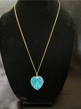 Vintage Iridescent Glass Pendant Necklace 24 inch